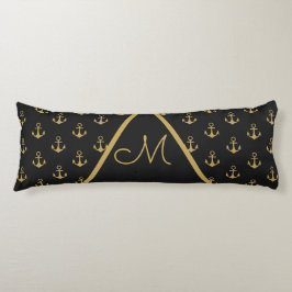 Nautic Anchor Black Monogram Body Pillow Seitenschläferkissen