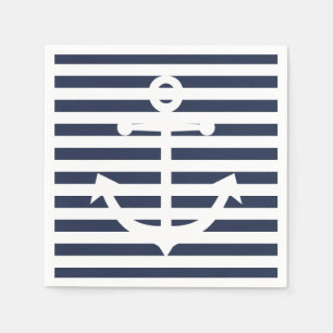 Nautic Anchor Blau-und Weiß Streifen Hochzeit Serviette