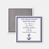 Nautic Anchor Blue Gerahmt 2 Save the Date Magnet (Vorderseite/Rückseite)