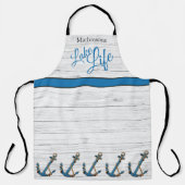 Nautic Anchor Blue Lake Life Family Mit Monogramm Schürze (Vorderseite)
