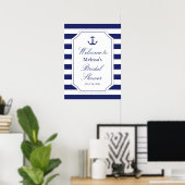 Nautic Anchor Blue Stripe Grosses Brautparty Poster (Heimbüro)
