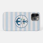 Nautic Anchor Blue White Personalisiert Case-Mate iPhone Hülle (Rückseite (Horizontal))