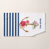 Nautic, Anchor Blume Navy Blue White Stripes Badhandtuch Set (Handtuch)