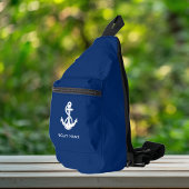 Nautic Anchor Boat Name Blue Custom Crossbody Bag