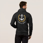Nautic Anchor Boat Name Gold Laurel Black Zip Hoodie (Schwarz voll)