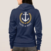 Nautic Anchor Boat Name Gold Laurel Zip Up Hoodie (Rückseite)