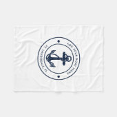 Nautic Anchor Boat Name Navy Blue Boating Swag Fleecedecke (Vorderseite (Horizontal))