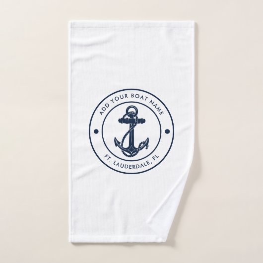 Nautic Anchor Boat Name Navy Blue Boating Swag Handtuch (Handtuch)