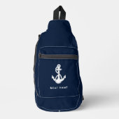Nautic Anchor Boat Name Navy Blue Custom Crossbody Bag (Vorderseite)
