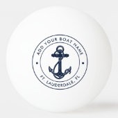 Nautic Anchor Boat Name Navy Blue Custom Tischtennisball (Vorderseite)