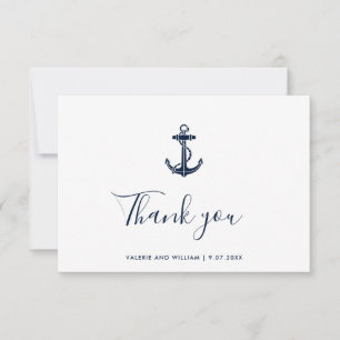 Nautic Anchor Boat Name Script Wedding Swag Dankeskarte