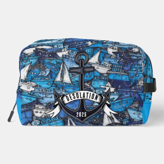 Nautic Anchor Boat Name Travel Bag Waschbeutel (Rückseite)