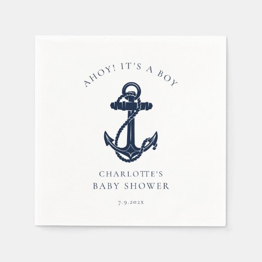 Nautic Anchor Boy Baby Shooting Paper Serviette (Vorderseite)