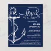 Nautic Anchor Brautparty Navy Einladung (Vorderseite)