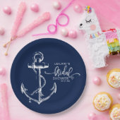 Nautic Anchor Brautparty Navy Pappteller (Party)