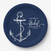Nautic Anchor Brautparty Navy Pappteller (Vorderseite)