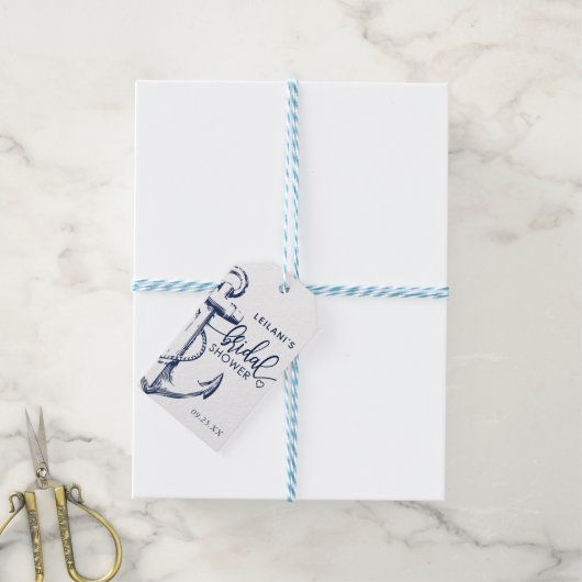 Nautic Anchor Brautparty White Geschenkanhänger (Mit Garn)