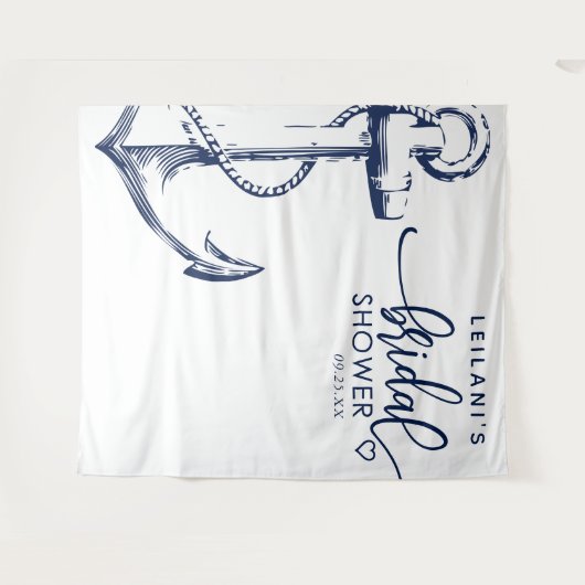 Nautic Anchor Brautparty White Wandteppich (Vorderseite (Horizontal))