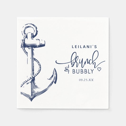 Nautic Anchor Brunch Bubbly White Serviette (Vorderseite)