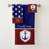 Nautic Anchor Burgundy Bad Ocean Navy Bad Badhandtuch Set (Insitu)