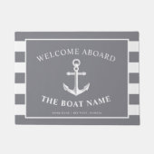 Nautic Anchor & Captain Name Slate Gran Streifen Fußmatte (Vorderseite)