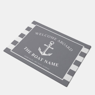 Nautic Anchor & Captain Name Slate Gran Streifen Fußmatte