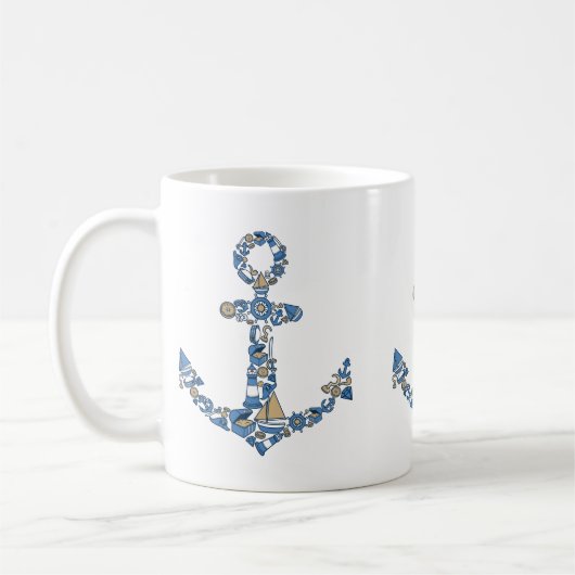 Nautic Anchor Collage Kaffeetasse (Links)