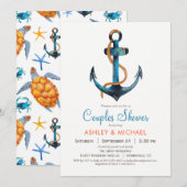Nautic Anchor Couples Dusche Einladung (Vorne/Hinten)