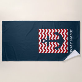Nautic Anchor Custom BOAT NAME Red White Blue Be Strandtuch