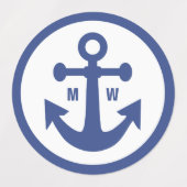 Nautic Anchor custom monogram Etiketten (Design 2)