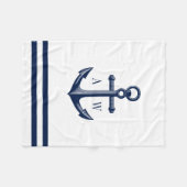 Nautic Anchor Custom Monogram White Fleecedecke (Vorderseite (Horizontal))