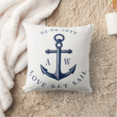 Nautic Anchor Custom Monogram White Kissen (Decke)