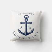 Nautic Anchor Custom Monogram White Kissen (Vorderseite)