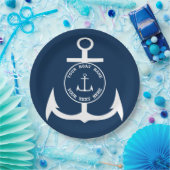Nautic Anchor Custom Navy Blue 9" Pappteller (Party)