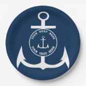Nautic Anchor Custom Navy Blue 9" Pappteller (Vorderseite)