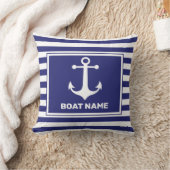 Nautic Anchor Design Navy Blue Stripe Pille Kissen (Decke)