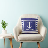 Nautic Anchor Design Navy Blue Stripe Pille Kissen (Stuhl )