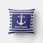 Nautic Anchor Design Navy Blue Stripe Pille Kissen (Rückseite)