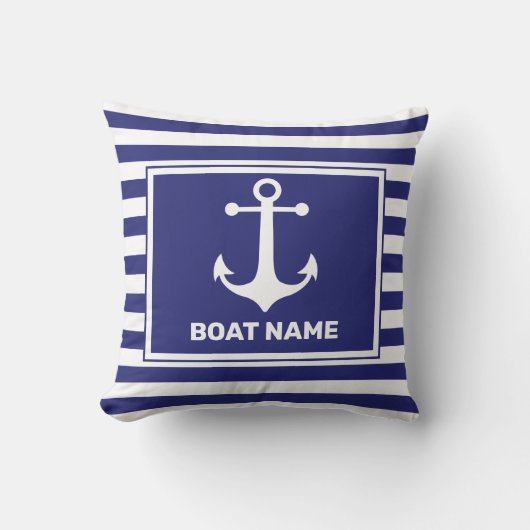 Nautic Anchor Design Navy Blue Stripe Pille Kissen (Vorderseite)