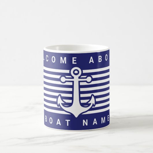 Nautic Anchor Design Navy Blue White Stripe Eleg Kaffeetasse (Mittel)