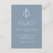 Nautic Anchor Dusty Blue Wedding Reception Begleitkarte (Vorderseite)