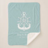 Nautic Anchor Family Name Beach House Sherpadecke (Vorderseite)