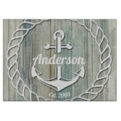 Nautic Anchor Family Name Beach House Sommer Schneidebrett (Vorderseite)