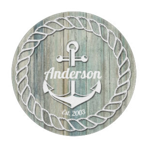 Nautic Anchor Family Name Beach House Sommer Schneidebrett