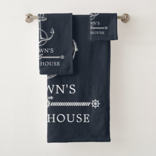 Nautic Anchor Family Name Beach oder Lake House Badhandtuch Set