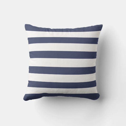 Nautic Anchor Family Name Navy Blue Stripes Kissen (Rückseite)