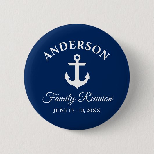 Nautic Anchor Family Wiedersehen Navy Blue Button (Vorderseite)