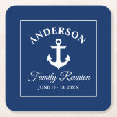 Nautic Anchor Family Wiedersehen Navy Blue Rechteckiger Pappuntersetzer (Vorderseite)