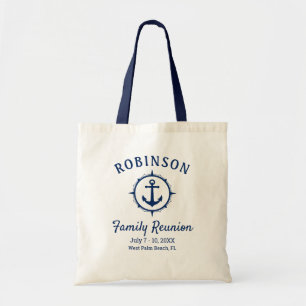 Nautic Anchor Family Wiedersehen Navy Blue Script Tragetasche