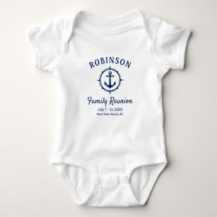 Nautic Anchor Family Wiedersehen Navy Blue & White Baby Strampler